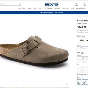 Orig. Birkenstock Boston Suede Clog - Taupe Sz 38
